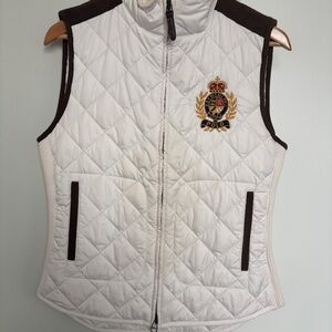 White and brown Ralph Lauren Women’s Quilted vest / gilet / body warmer